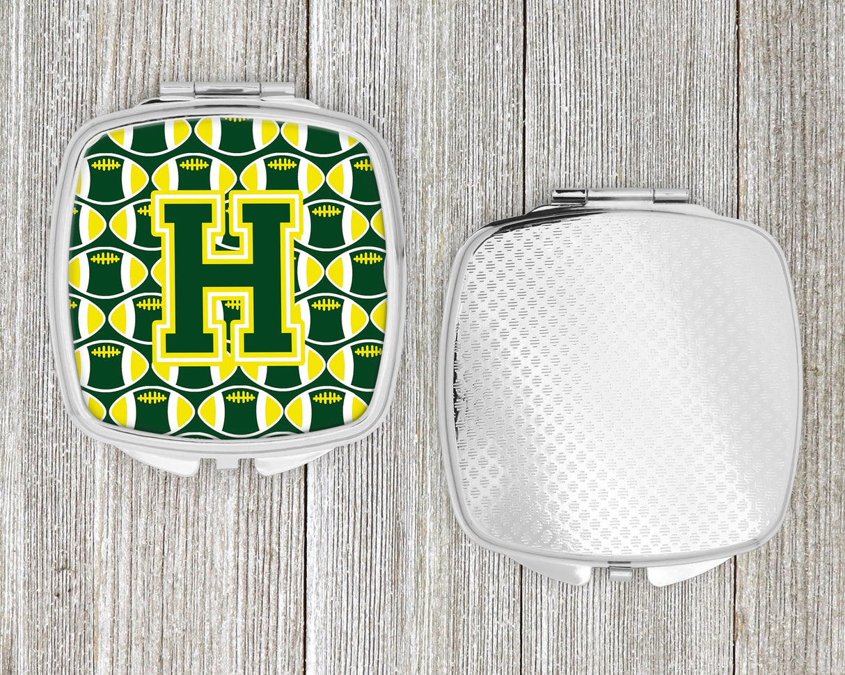 Letter H Football Green and Yellow Compact Mirror CJ1075-HSCM by Caroline's Treasures