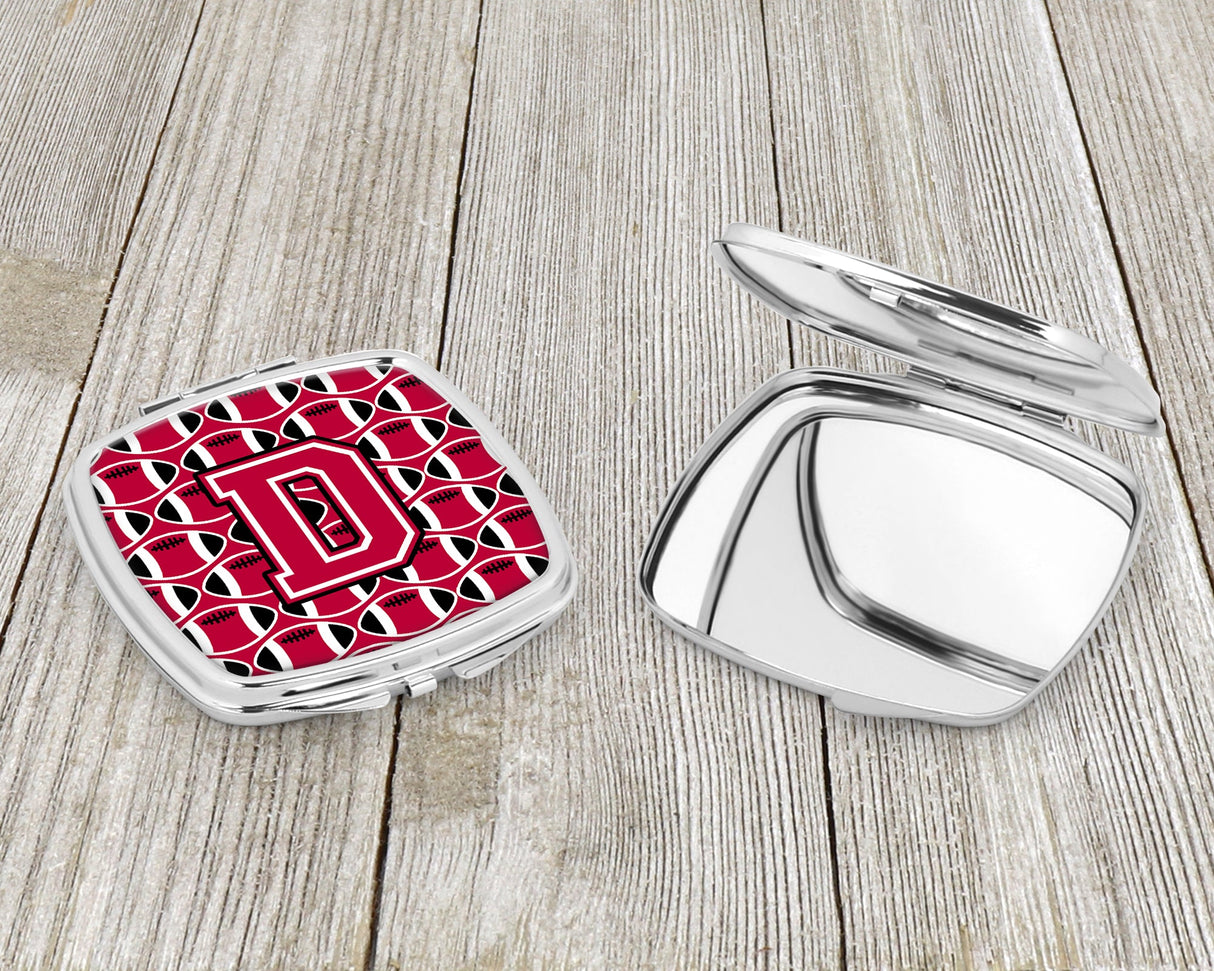 Letter D Football Crimson and White Compact Mirror CJ1079-DSCM by Caroline's Treasures