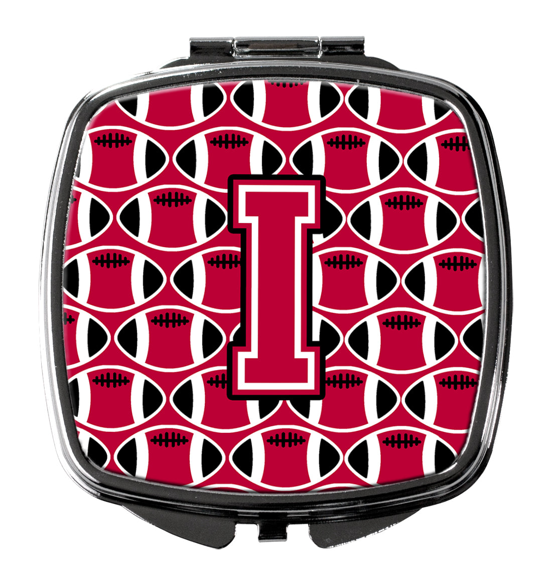 Letter I Football Crimson and White Compact Mirror CJ1079-ISCM by Caroline's Treasures