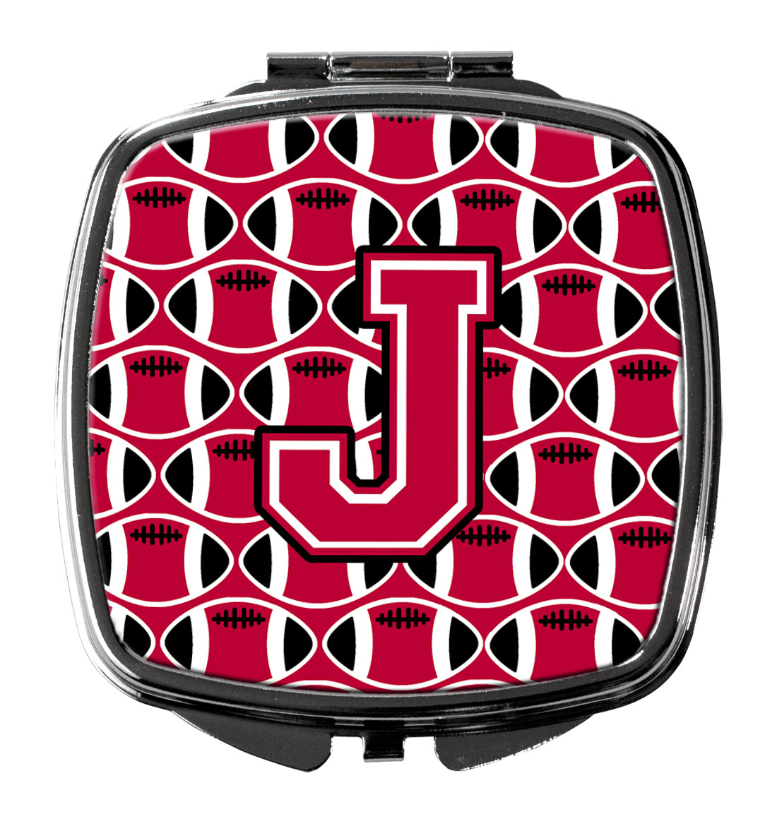 Letter J Football Crimson and White Compact Mirror CJ1079-JSCM by Caroline's Treasures