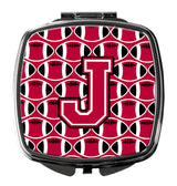 Letter J Football Crimson and White Compact Mirror CJ1079-JSCM by Caroline's Treasures