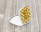 Letter E Football Black, Old Gold and White Compact Mirror CJ1080-ESCM by Caroline's Treasures