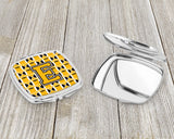 Letter E Football Black, Old Gold and White Compact Mirror CJ1080-ESCM by Caroline's Treasures