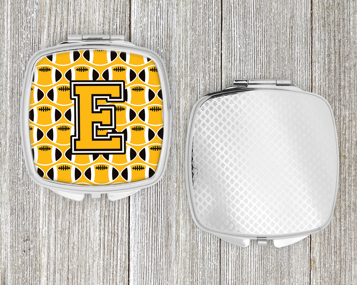 Letter E Football Black, Old Gold and White Compact Mirror CJ1080-ESCM by Caroline's Treasures