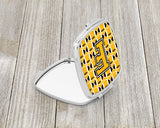 Letter F Football Black, Old Gold and White Compact Mirror CJ1080-FSCM by Caroline's Treasures