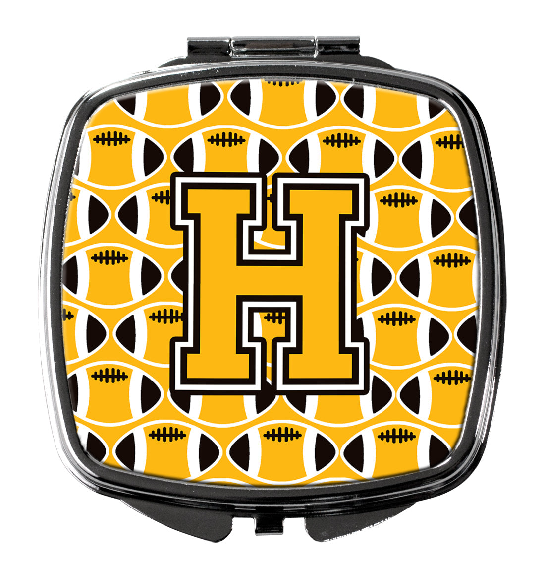 Letter H Football Black, Old Gold and White Compact Mirror CJ1080-HSCM by Caroline's Treasures