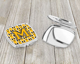 Letter M Football Black, Old Gold and White Compact Mirror CJ1080-MSCM by Caroline's Treasures