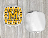 Letter M Football Black, Old Gold and White Compact Mirror CJ1080-MSCM by Caroline's Treasures