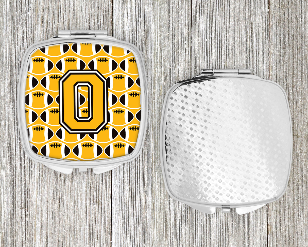 Letter O Football Black, Old Gold and White Compact Mirror CJ1080-OSCM by Caroline's Treasures