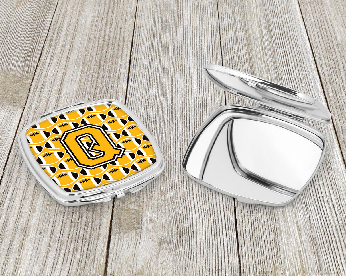 Letter Q Football Black, Old Gold and White Compact Mirror CJ1080-QSCM by Caroline's Treasures