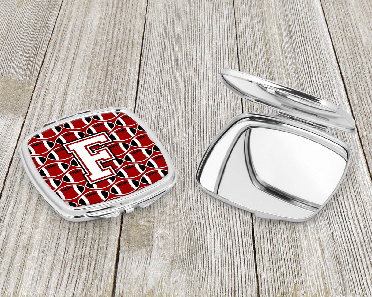 Letter F Football Cardinal and White Compact Mirror CJ1082-FSCM by Caroline's Treasures