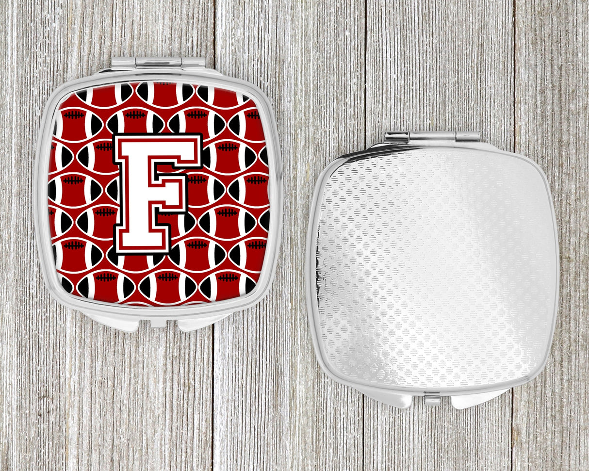 Letter F Football Cardinal and White Compact Mirror CJ1082-FSCM by Caroline's Treasures