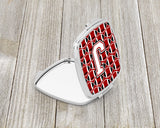 Letter J Football Cardinal and White Compact Mirror CJ1082-JSCM by Caroline's Treasures