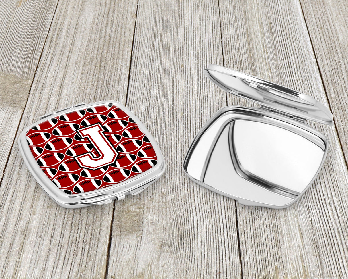 Letter J Football Cardinal and White Compact Mirror CJ1082-JSCM by Caroline's Treasures