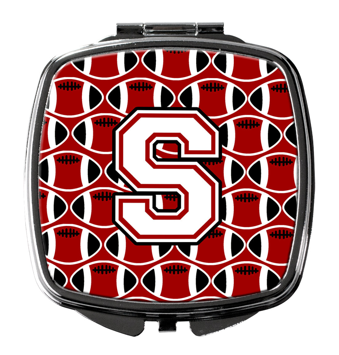 Letter S Football Cardinal and White Compact Mirror CJ1082-SSCM by Caroline's Treasures