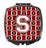 Letter S Football Cardinal and White Compact Mirror CJ1082-SSCM by Caroline's Treasures