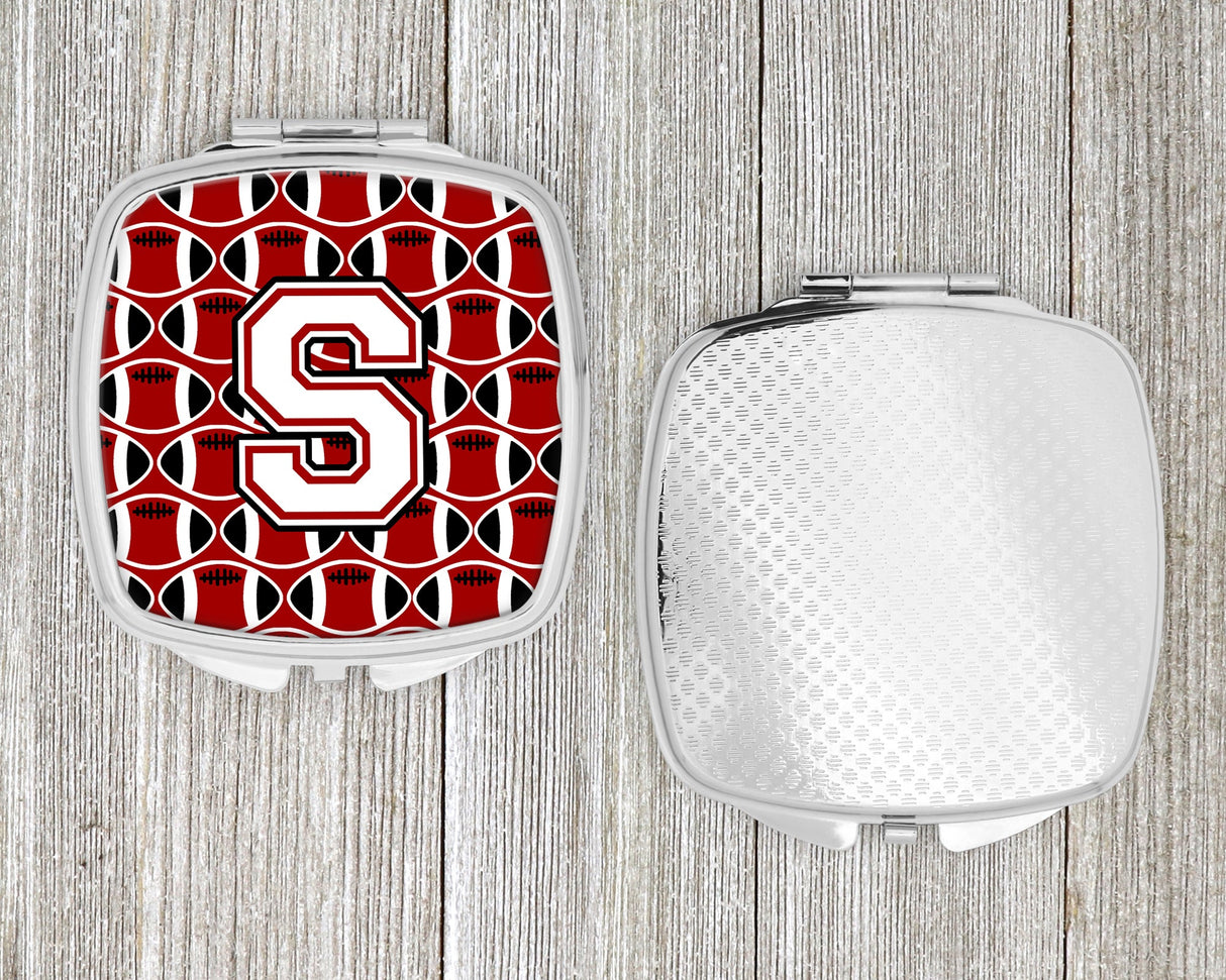 Letter S Football Cardinal and White Compact Mirror CJ1082-SSCM by Caroline's Treasures