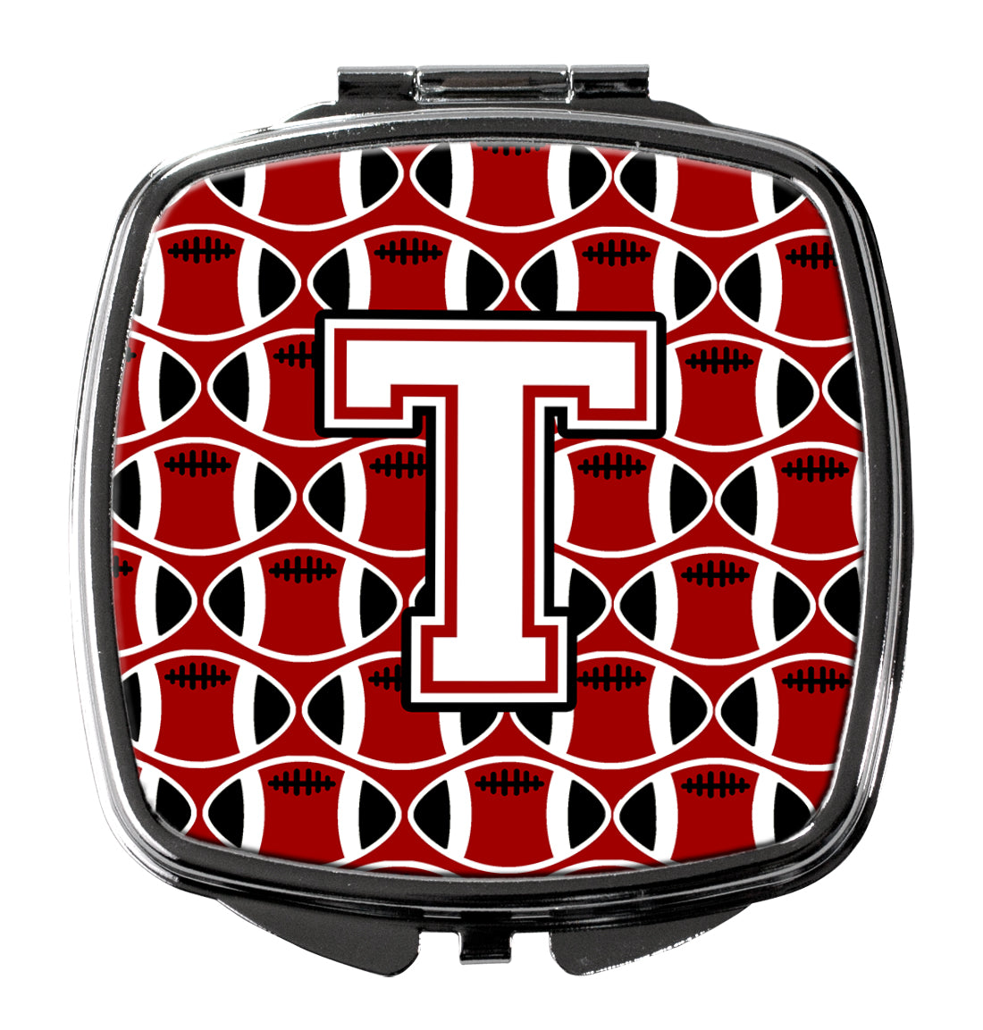 Letter T Football Cardinal and White Compact Mirror CJ1082-TSCM by Caroline's Treasures