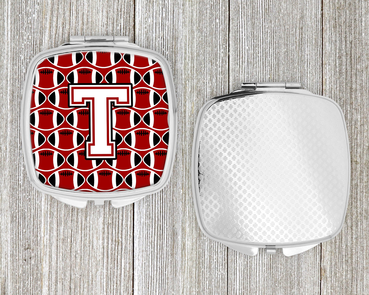 Letter T Football Cardinal and White Compact Mirror CJ1082-TSCM by Caroline's Treasures