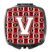 Letter V Football Cardinal and White Compact Mirror CJ1082-VSCM by Caroline's Treasures