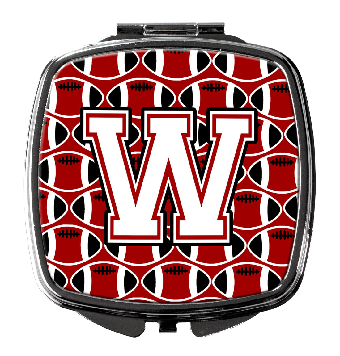 Letter W Football Cardinal and White Compact Mirror CJ1082-WSCM by Caroline's Treasures