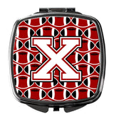 Letter X Football Cardinal and White Compact Mirror CJ1082-XSCM by Caroline's Treasures