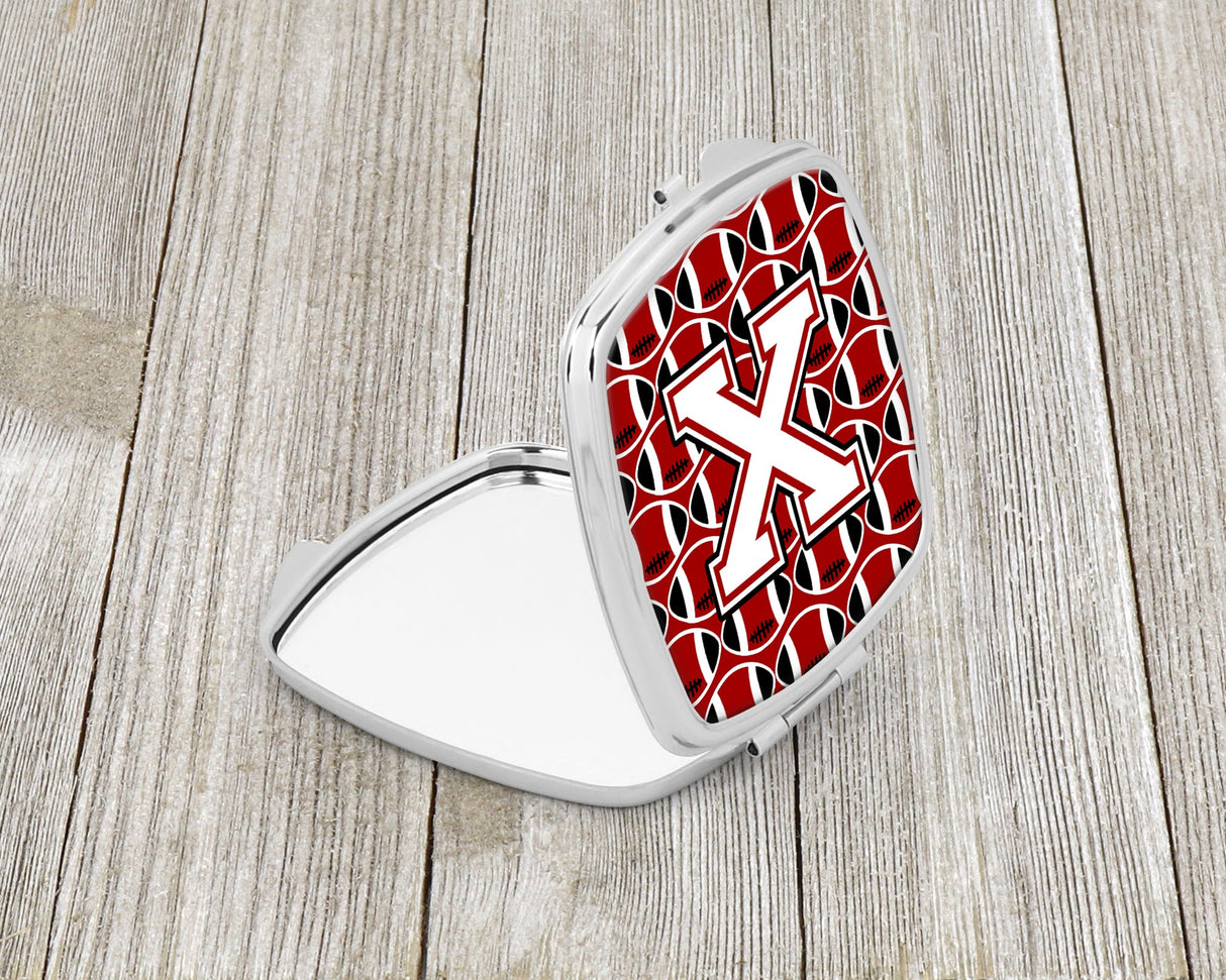 Letter X Football Cardinal and White Compact Mirror CJ1082-XSCM by Caroline's Treasures