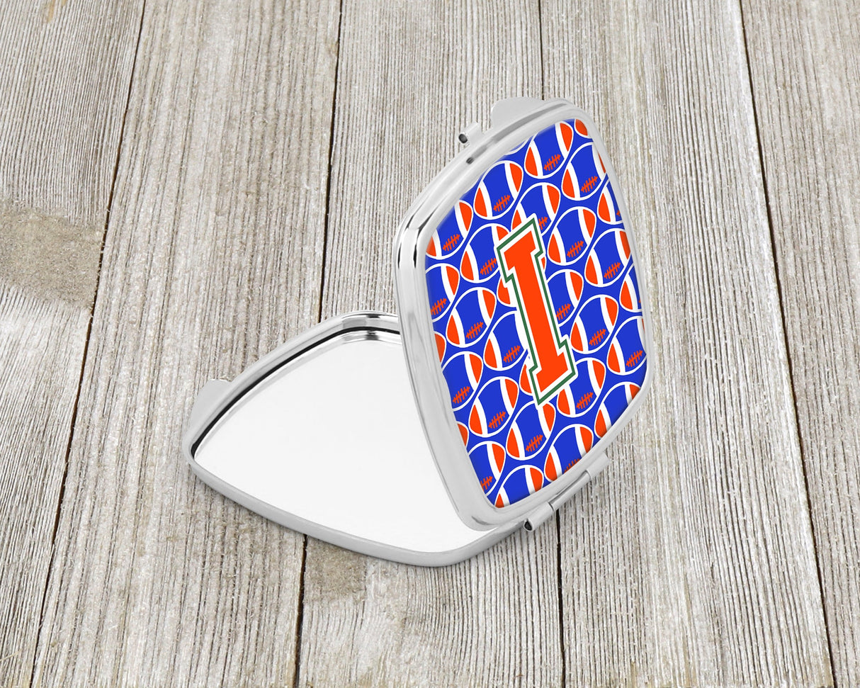 Letter I Football Green, Blue and Orange Compact Mirror CJ1083-ISCM by Caroline's Treasures