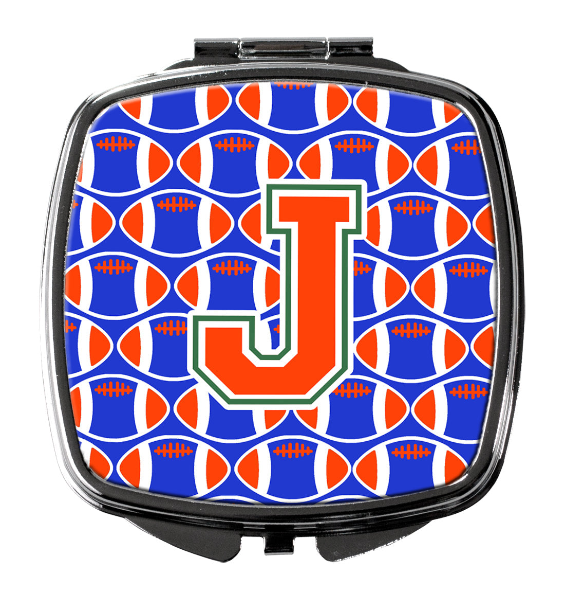 Letter J Football Green, Blue and Orange Compact Mirror CJ1083-JSCM by Caroline's Treasures