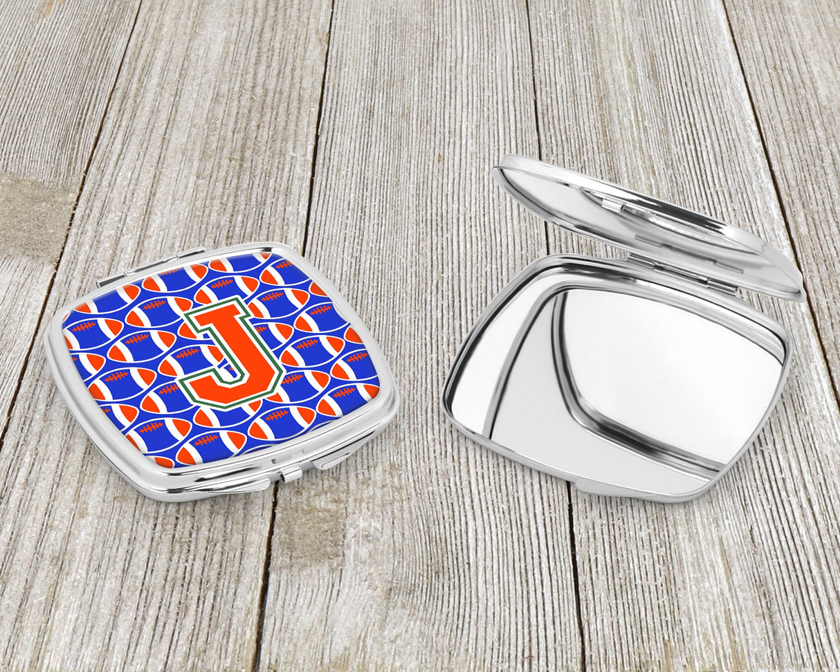 Letter J Football Green, Blue and Orange Compact Mirror CJ1083-JSCM by Caroline's Treasures