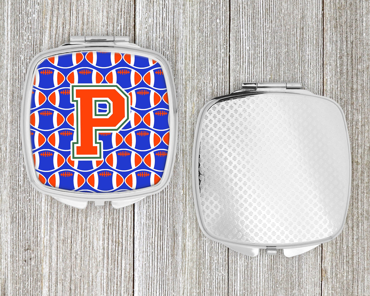 Letter P Football Green, Blue and Orange Compact Mirror CJ1083-PSCM by Caroline's Treasures