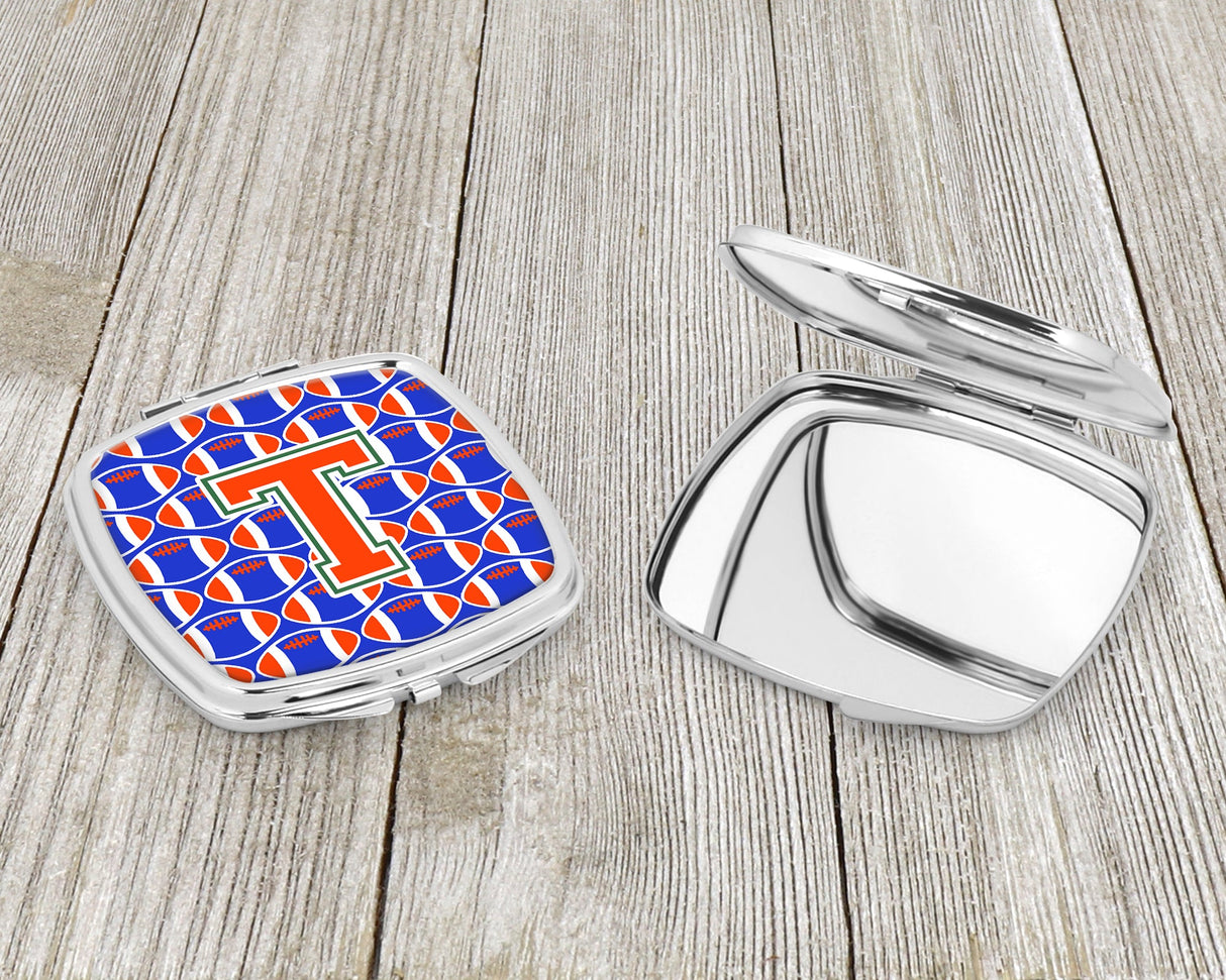 Letter T Football Green, Blue and Orange Compact Mirror CJ1083-TSCM by Caroline's Treasures