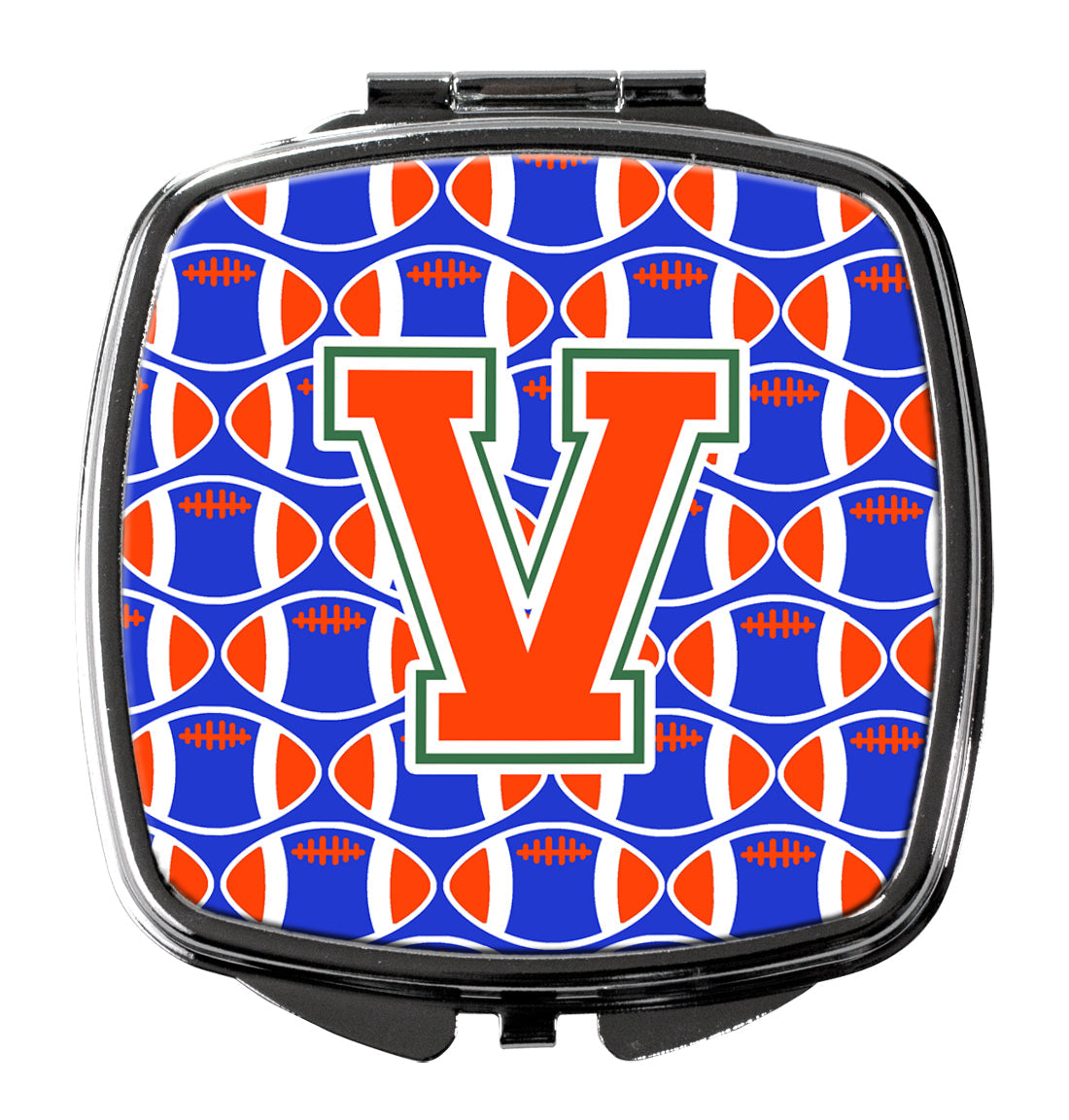 Letter V Football Green, Blue and Orange Compact Mirror CJ1083-VSCM by Caroline's Treasures