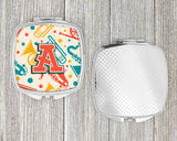 Letter A Retro Teal Orange Musical Instruments Initial Compact Mirror CJ2001-ASCM by Caroline's Treasures