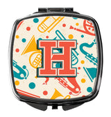 Letter H Retro Teal Orange Musical Instruments Initial Compact Mirror CJ2001-HSCM by Caroline's Treasures