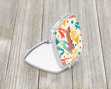 Letter J Retro Teal Orange Musical Instruments Initial Compact Mirror CJ2001-JSCM by Caroline's Treasures