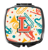 Letter L Retro Teal Orange Musical Instruments Initial Compact Mirror CJ2001-LSCM by Caroline's Treasures