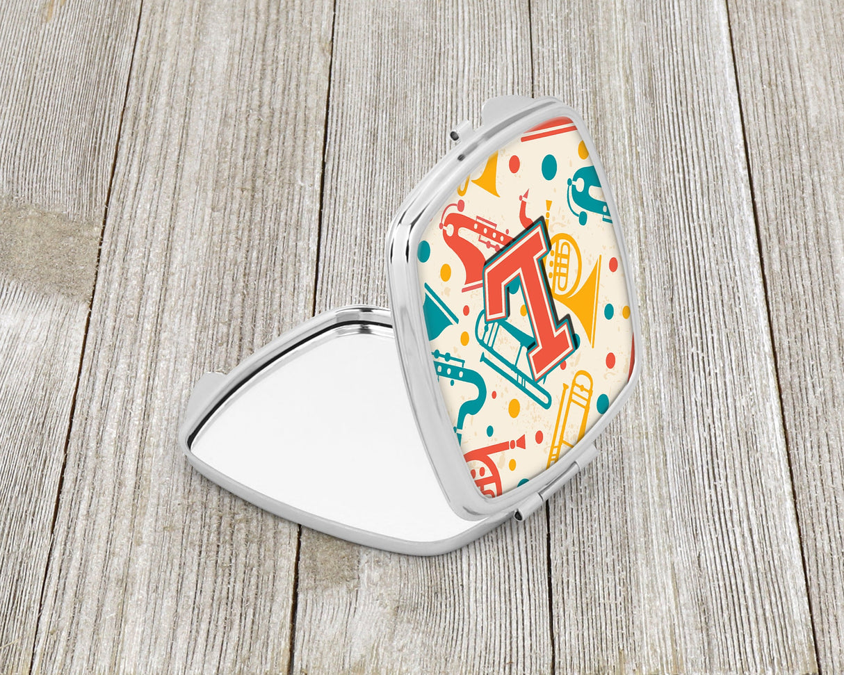 Letter L Retro Teal Orange Musical Instruments Initial Compact Mirror CJ2001-LSCM by Caroline's Treasures