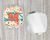 Letter M Retro Teal Orange Musical Instruments Initial Compact Mirror CJ2001-MSCM by Caroline's Treasures