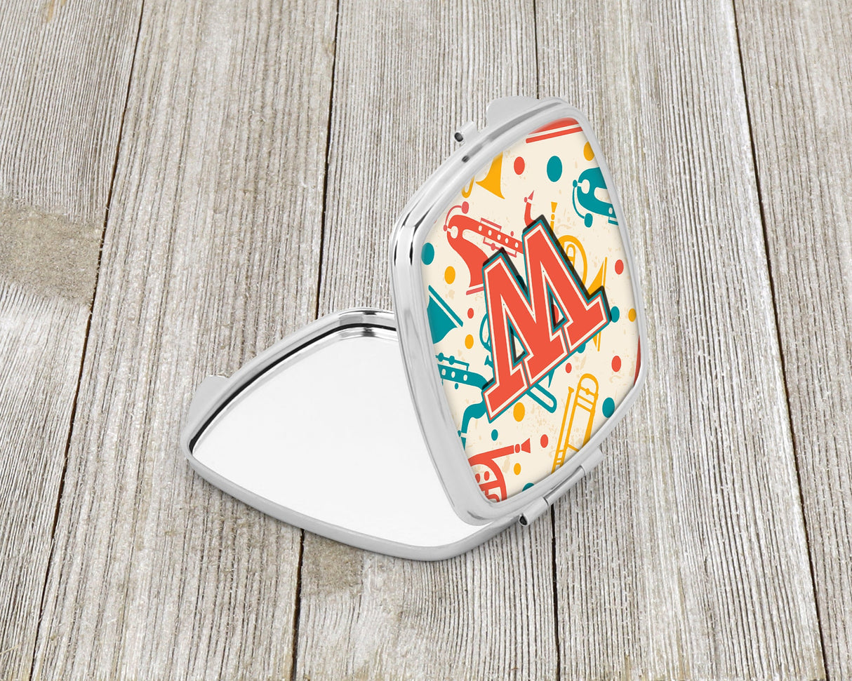 Letter W Retro Teal Orange Musical Instruments Initial Compact Mirror CJ2001-WSCM by Caroline's Treasures