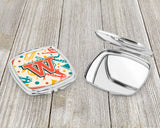 Letter W Retro Teal Orange Musical Instruments Initial Compact Mirror CJ2001-WSCM by Caroline's Treasures