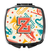 Letter Z Retro Teal Orange Musical Instruments Initial Compact Mirror CJ2001-ZSCM by Caroline's Treasures