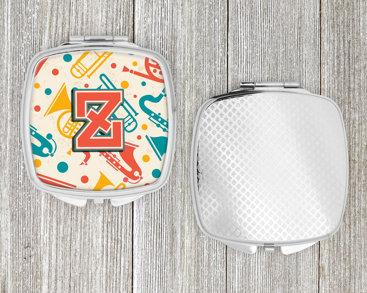 Letter Z Retro Teal Orange Musical Instruments Initial Compact Mirror CJ2001-ZSCM by Caroline's Treasures