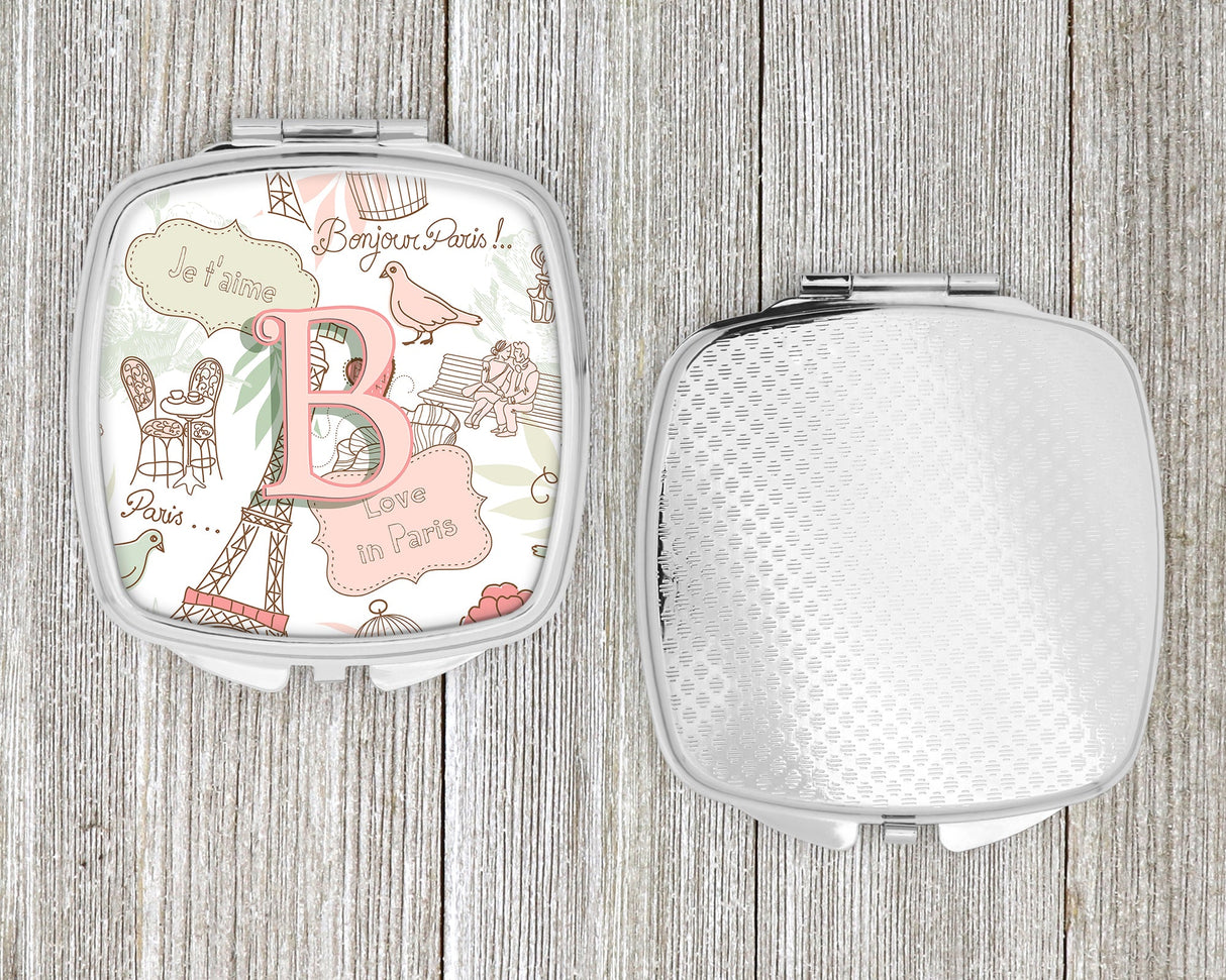 Letter B Love in Paris Pink Compact Mirror CJ2002-BSCM by Caroline's Treasures