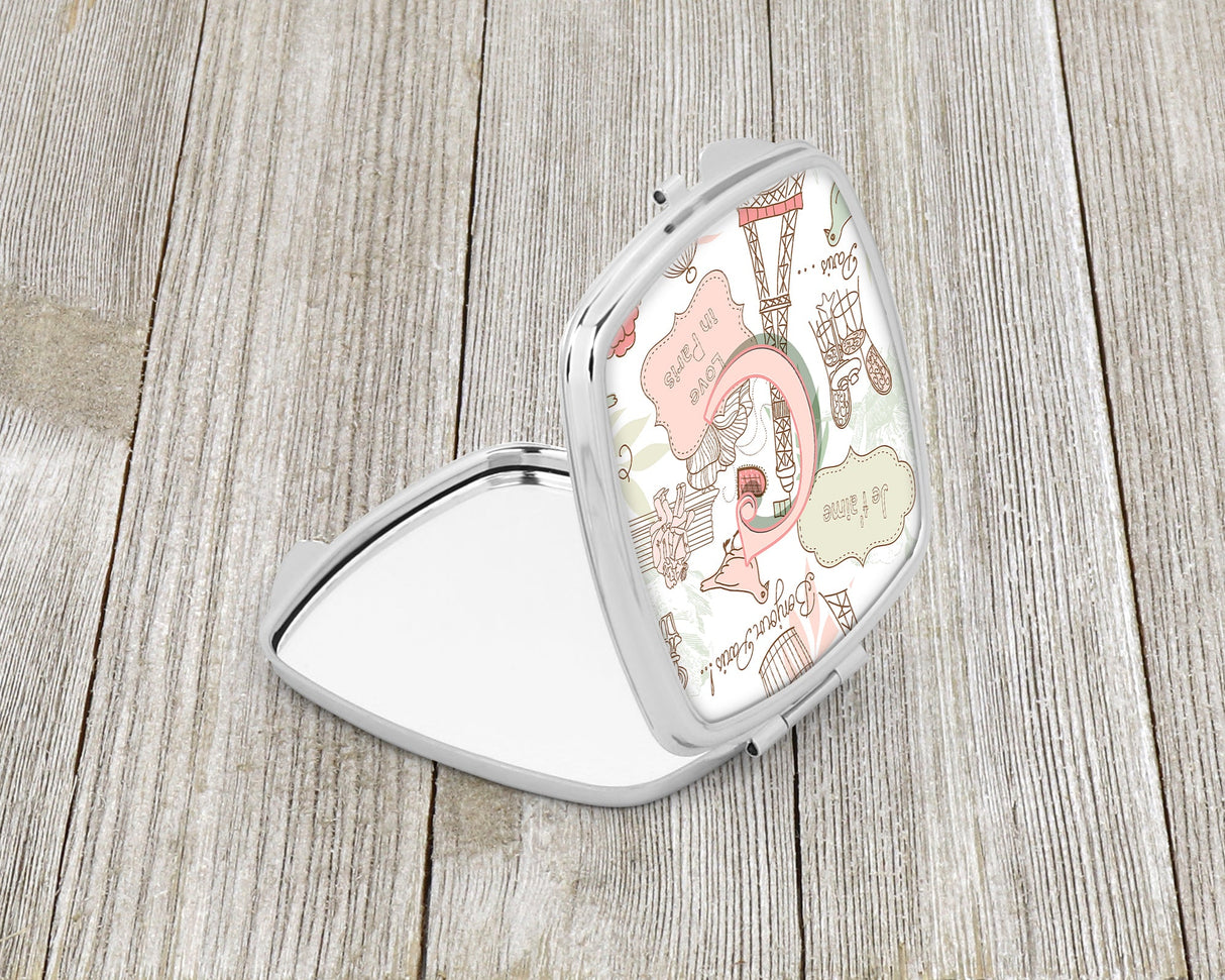 Letter C Love in Paris Pink Compact Mirror CJ2002-CSCM by Caroline's Treasures