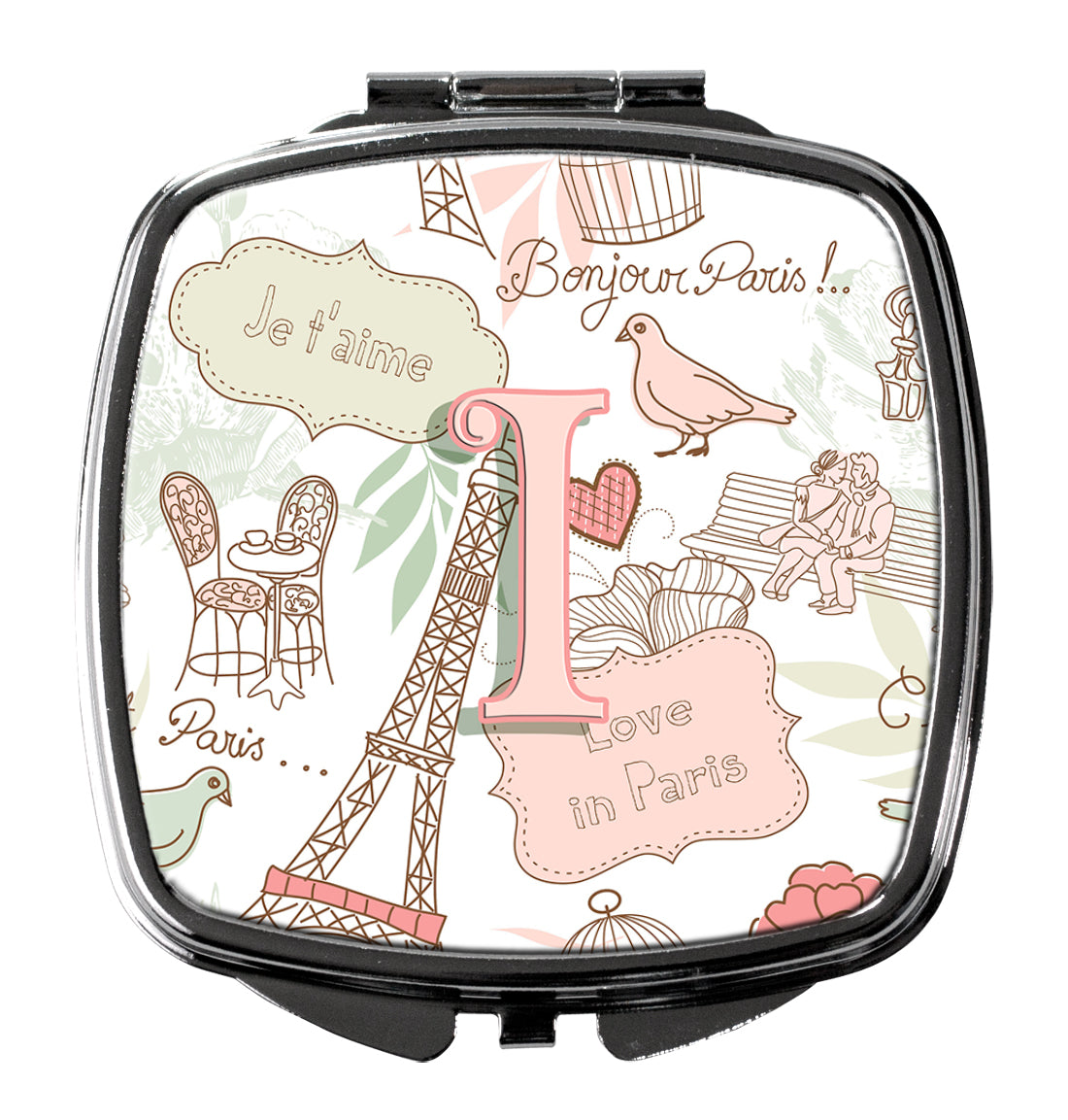 Letter I Love in Paris Pink Compact Mirror CJ2002-ISCM by Caroline's Treasures