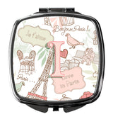 Letter I Love in Paris Pink Compact Mirror CJ2002-ISCM by Caroline's Treasures