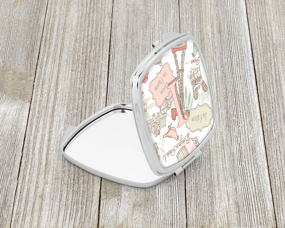 Letter I Love in Paris Pink Compact Mirror CJ2002-ISCM by Caroline's Treasures