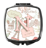 Letter N Love in Paris Pink Compact Mirror CJ2002-NSCM by Caroline's Treasures