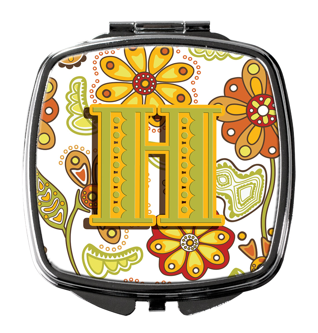 Letter H Floral Mustard and Green Compact Mirror CJ2003-HSCM by Caroline's Treasures